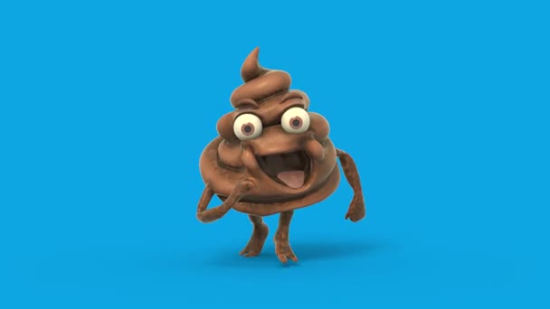 Cartoon Poop Runcycle Loop Pantalla Azul Frontal Animación Renderizado Cgi — Vídeo de stock