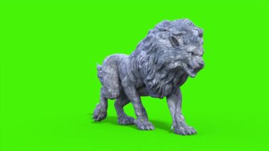 Yeşil Ekran Aslanı Yürüme Döngüsü Hayvanlar 3D Canlandırma CGI 4K