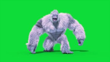 Yeşil Ekran Yeti, Goril, Kar Canavarı Üç Boyutlu Öl Canlandırma CGI 4K Kürk