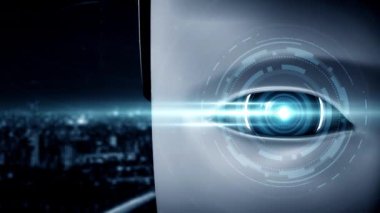 Futuristic robot artificial intelligence huminoid AI transportation analytic technology development and machine learning concept. Global robotic science research for future of human . 3D rendering.