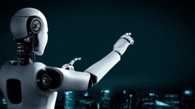 Internet connection controlled by AI robot huminoid and machine learning process to analyze data connectivity and cyber security . 3D rendering .