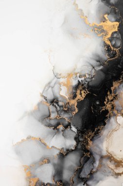 Soyut arkaplan için özgün tablodaki mermer mürekkep soyut sanat. Resim, Kintsuki mürekkep sanatının düz mermer arkaplan desenini yaratmak için yüksek kaliteli kağıt dokusuna boyanmış. .