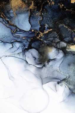 Soyut arkaplan için özgün tablodaki mermer mürekkep soyut sanat. Resim, Kintsuki mürekkep sanatının düz mermer arkaplan desenini yaratmak için yüksek kaliteli kağıt dokusuna boyanmış. .