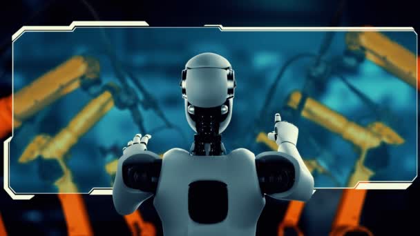 Cybernated Industry Robot Robotic Arms Assembly Factory Production Concept Artificial — Vídeo de Stock