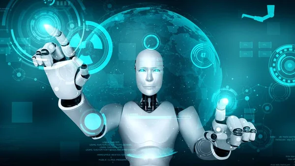 Futuristic Robot Artificial Intelligence Huminoid Industrial Factory Technology Development Machine — Stock fotografie