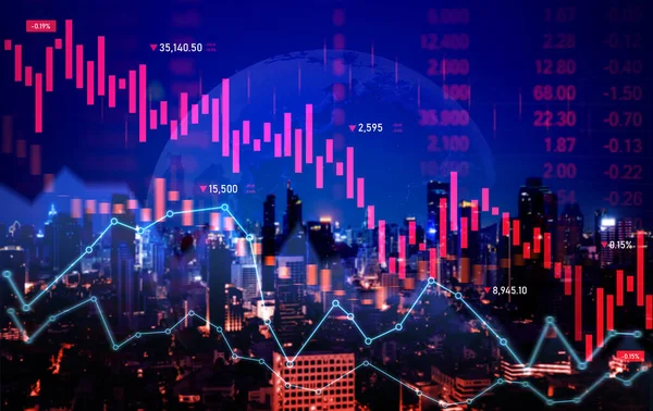 Digital Indicators Declining Graphs Stock Market Crash Overlap Backdrop Modernistic — Zdjęcie stockowe