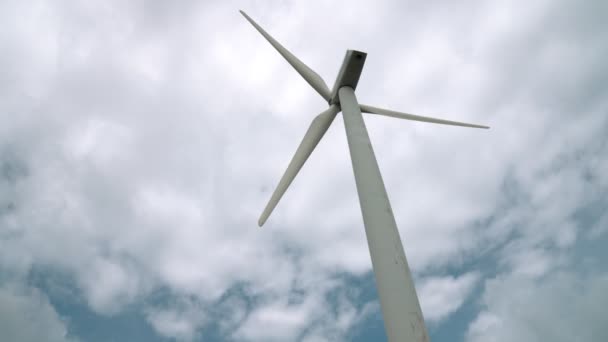 利用风能作为可再生能源的渐进方式 通过风力涡轮机农场为现代生活方式提供动力 无二氧化碳排放风力发电机组 — 图库视频影像