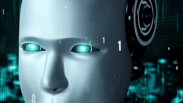 Futuristic Robot Artificial Intelligence Huminoid Programming Coding Technology Development Machine — Αρχείο Βίντεο