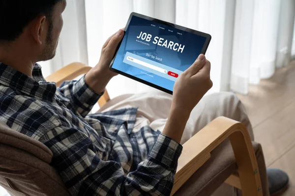 stock image Online job search on modish website for worker to search for job opportunities on the recruitment internet network