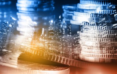 Finans ve para teknolojisi iş refahı ve varlık yönetimi kavramı. Yaratıcı grafik, refah karı elde etmek için değerli varlıklara yatırım yaparak ekonomi ve mali büyümeyi gösteriyor .