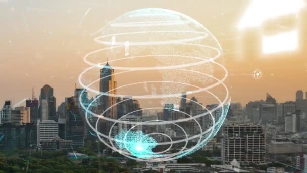 Global Forbindelse Internet Netværk Ændring Smart City Begrebet Fremtidig Trådløs – Stock-video