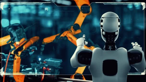Cybernated Industry Robot Robotic Arms Assembly Factory Production Concept Artificial — Wideo stockowe