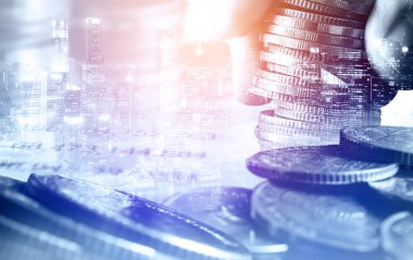 Finans ve para teknolojisi iş refahı ve varlık yönetimi kavramı. Yaratıcı grafik, refah karı elde etmek için değerli varlıklara yatırım yaparak ekonomi ve mali büyümeyi gösteriyor .