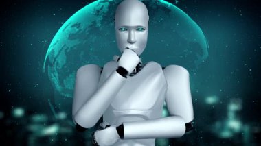 Futuristic robot artificial intelligence huminoid AI for industrial factory technology development and machine learning concept. robotic bionic science research for future of human life. 3D rendering.