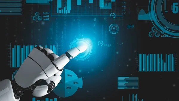 Футуристический Робот Искусственный Интеллект Развитие Технологий Концепция Машинного Обучения Глобальные — стоковое фото