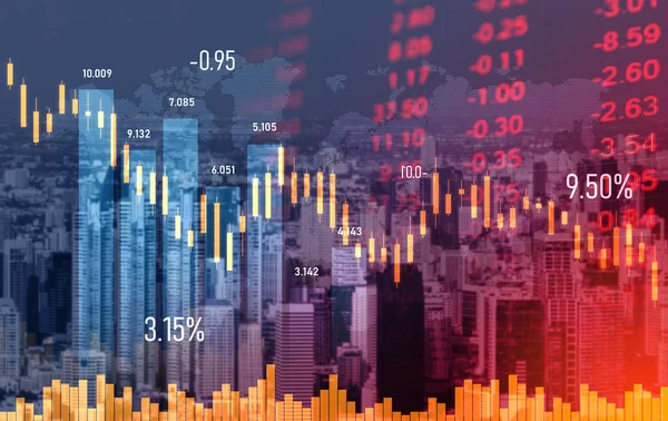 Digital Indicators Declining Graphs Stock Market Crash Overlap Backdrop Modernistic — Stock Photo, Image