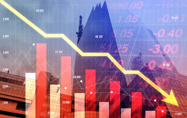 Digital Indicators Declining Graphs Stock Market Crash Overlap Backdrop Modernistic — Foto de Stock