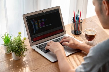 Model uygulama ve program kodlaması için bilgisayar ekranında yazılım geliştirme programlama