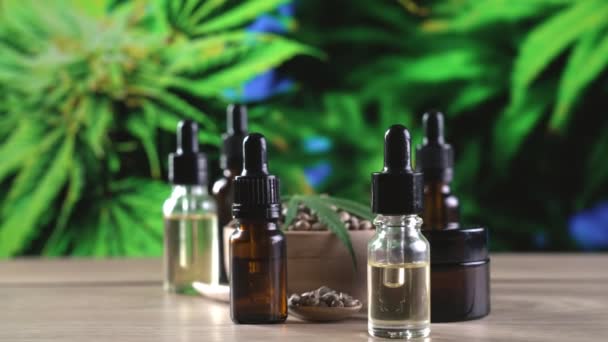 Természetes Bőr Kozmetikai Mockup Termék Kannabisz Legalizált Laboratóriumban Előállított Cbd — Stock videók