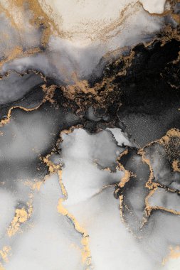Soyut arkaplan için özgün tablodaki mermer mürekkep soyut sanat. Resim, Kintsuki mürekkep sanatının düz mermer arkaplan desenini yaratmak için yüksek kaliteli kağıt dokusuna boyanmış. .