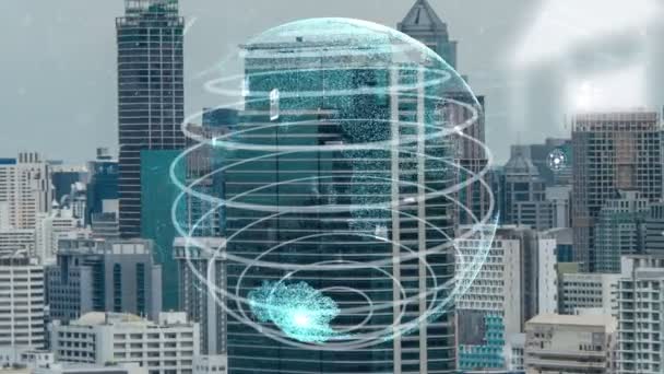 智能城市的全球联通和互联网网络的改造 未来无线数码连接及社交媒体网络的概念 — 图库视频影像