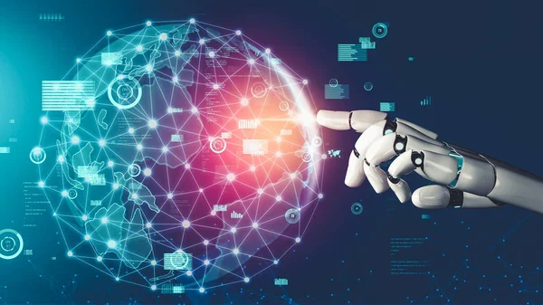 Robot Futurista Inteligencia Artificial Revolucionario Desarrollo Tecnología Concepto Aprendizaje Automático —  Fotos de Stock