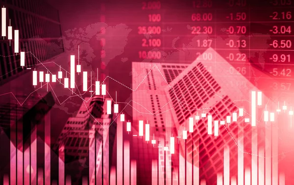 Stock Market Crash Declined Economic Graph Falling Digital Indicators Overlaps — Stock fotografie