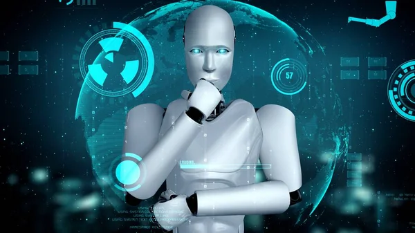 Futuristic Robot Artificial Intelligence Huminoid Industrial Factory Technology Development Machine —  Fotos de Stock