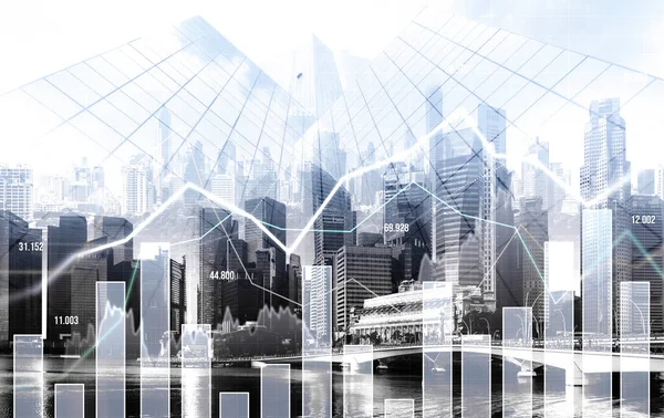 Stock Market Business Concept Financial Graphs Digital Indicators Modernistic Urban —  Fotos de Stock