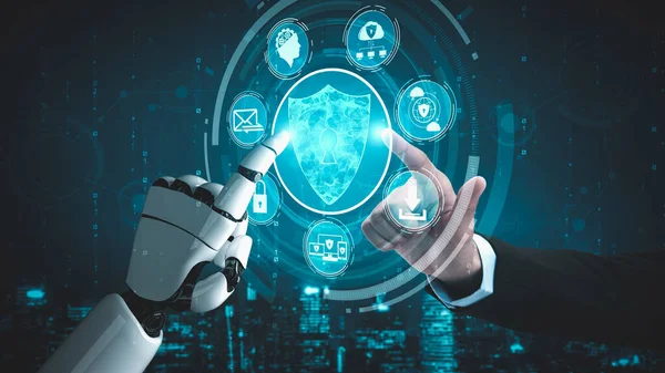 Futurisztikus Robot Mesterséges Intelligencia Felvilágosítás Technológia Fejlesztése Gépi Tanulás Koncepció — Stock Fotó