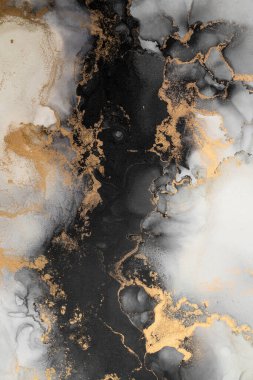 Soyut arkaplan için özgün tablodaki mermer mürekkep soyut sanat. Resim, Kintsuki mürekkep sanatının düz mermer arkaplan desenini yaratmak için yüksek kaliteli kağıt dokusuna boyanmış. .