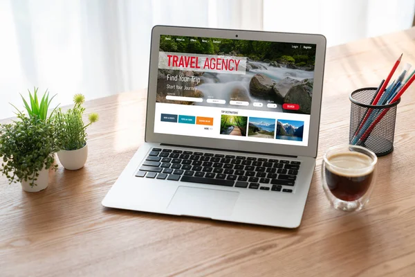 Sitio Web Agencia Viajes Línea Para Búsqueda Modish Ofertas Planificación — Foto de Stock