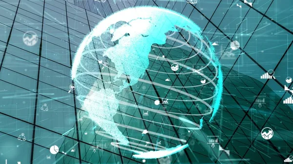 Глобальний Язок Зміна Інтернет Мережі Розумному Місті Концепція Майбутнього Бездротового — стокове фото