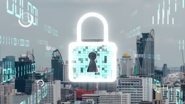 Ochrana Údajů Kybernetické Bezpečnosti Změně Digitální Platformě Grafické Rozhraní Zobrazující — Stock video