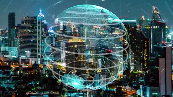 Mondiale Verbinding Wijziging Van Het Internetnetwerk Smart City Concept Van — Stockvideo