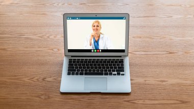 Hasta ile sanal görüşme için mod teletıp yazılım uygulaması tarafından çevrimiçi doktor görüntüsü çağrısı