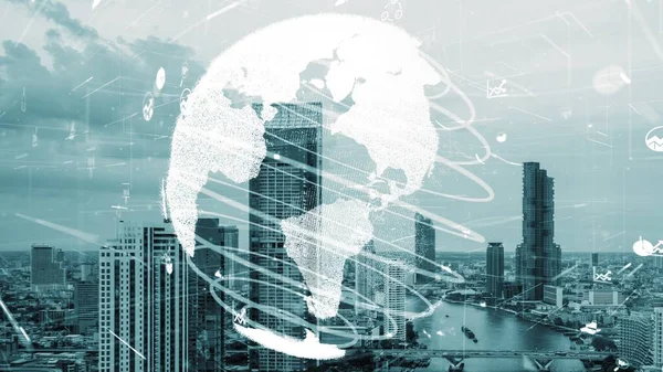 Globale Vernetzung Und Veränderung Des Internetnetzes Der Smart City Konzept — Stockfoto