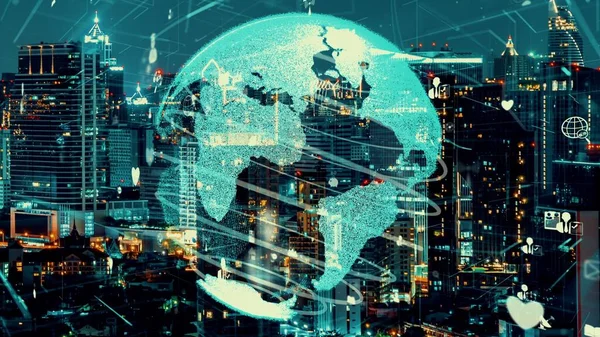 Connessione Globale Alterazione Della Rete Internet Nelle Smart City Concetto — Foto Stock