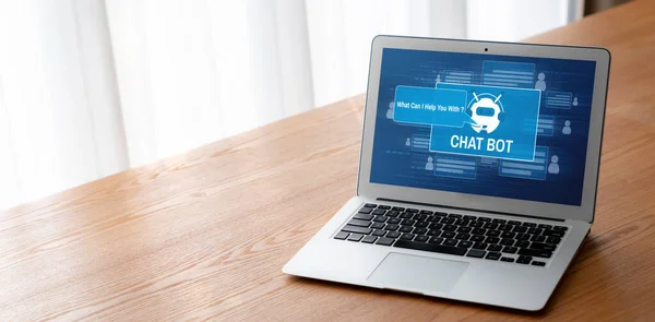 Aplicação Software Chatbot Para Negócios Line Modish Que Respondem Automaticamente — Fotografia de Stock