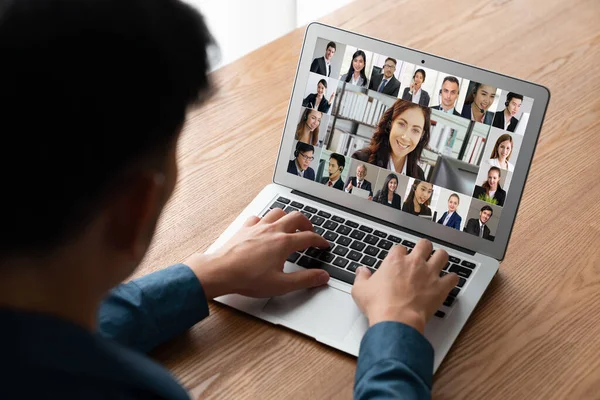 Business People Video Conference Modish Virtual Group Meeting Corprate Business — Stock Photo, Image