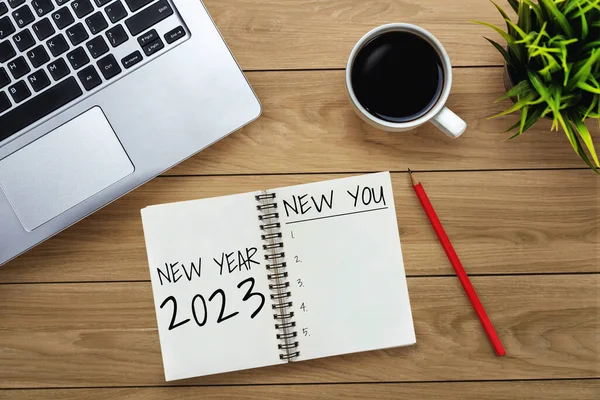 2023 Happy New Year Resolution Goal List Plans Setting Escritório — Fotografia de Stock