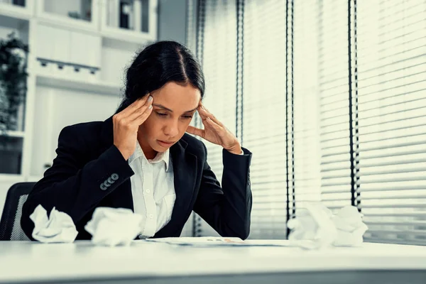 Competent Female Employee Who Has Become Completely Exhausted Result Overburdened — Fotografia de Stock