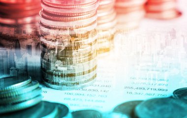 Finans ve para teknolojisi iş refahı ve varlık yönetimi kavramı. Yaratıcı grafik, refah karı elde etmek için değerli varlıklara yatırım yaparak ekonomi ve mali büyümeyi gösteriyor .