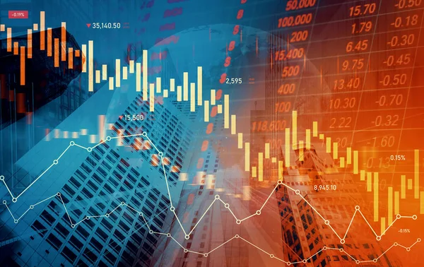 Economic Crisis Concept Shown Declining Graphs Digital Indicators Overlap Modernistic — 스톡 사진