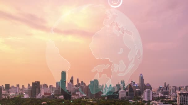 Akıllı Şehirde Küresel Bağlantı Internet Ağı Değişikliği Gelecekteki Kablosuz Dijital — Stok video