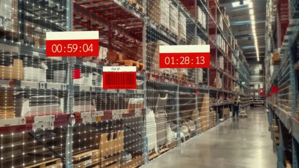 Augmented Reality Teknologisystem Skickliga Smarta Lager Identifierar Paketplockning Och Leverans — Stockvideo
