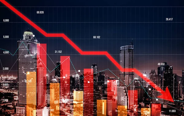 Digital Indicators Declining Graphs Stock Market Crash Overlap Backdrop Modernistic — Photo