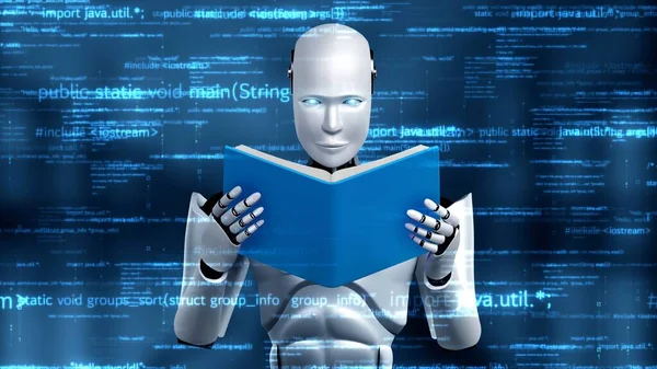 Futuristic Robot Artificial Intelligence Huminoid Programming Coding Technology Development Machine — Stok fotoğraf