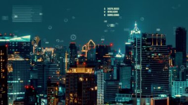 İş verileri analitik arayüzü akıllı şehrin üzerinde uçuyor ve iş zekasının geleceğini değiştiriyor. Stratejik plan için büyük verileri analiz etmek için bilgisayar yazılımı ve yapay zeka kullanılır .