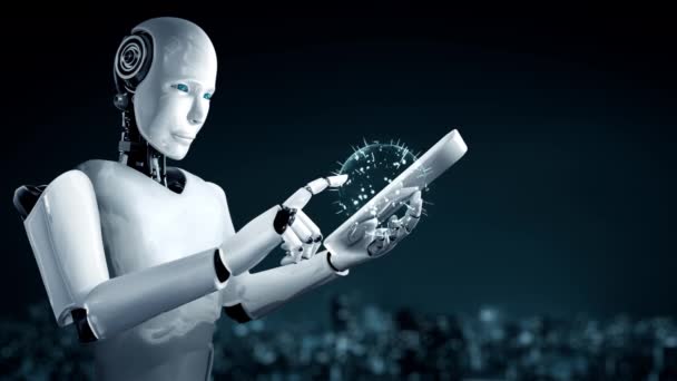 Futuristic Robot Artificial Intelligence Huminoid Programming Coding Technology Development Machine — ストック動画